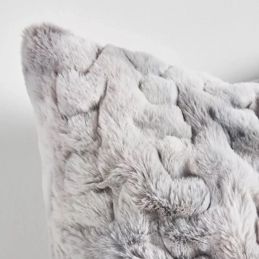Anthropologie Luxe Sculpted Faux-Fur Pillow – Silver – Discontinued - Picture 2 of 4